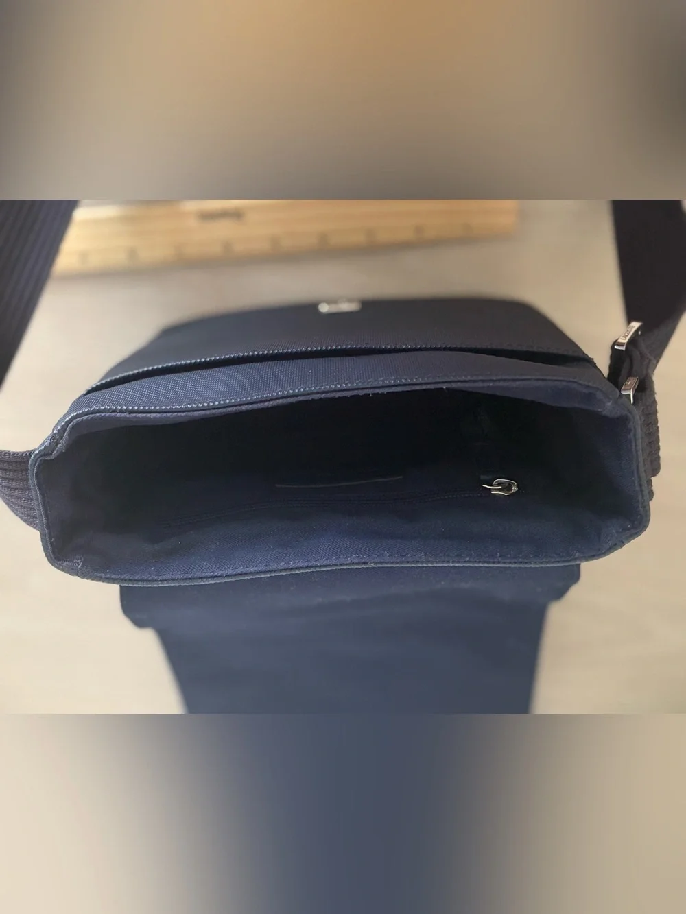 Lacoste Men's Crossbody Messenger Bag with Adjustable Strap - Blue